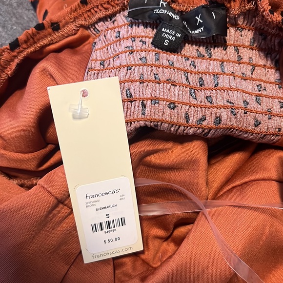 Francesca Burnt Orange Black Spotted Dress - Picture 3 of 3